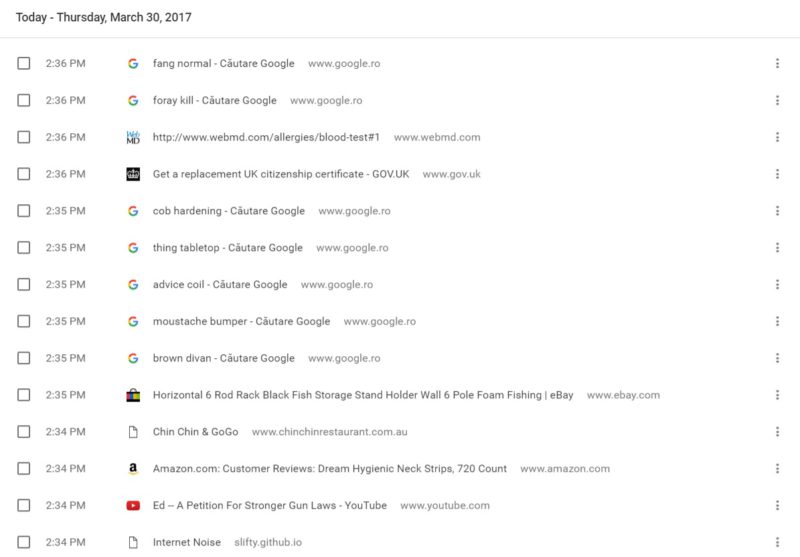 internet căutări istoric