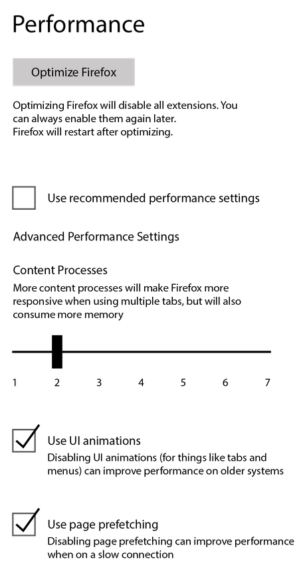 mozilla firefox optimizare