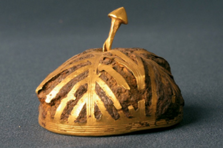 Sfera de fier acoperită cu o foaie de aur ar fi putut decora odinioară pomelul unei săbii