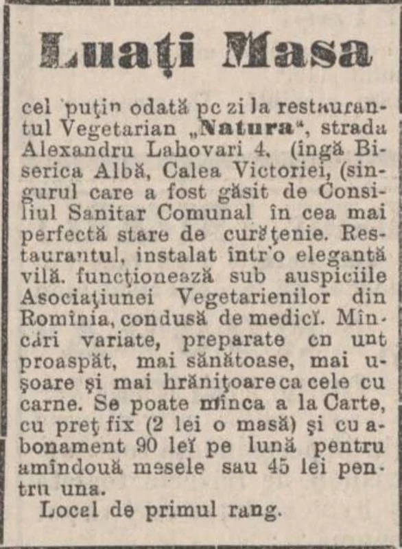 Bucureștiul cosmopolit - Primul restaurant vegetarian se deschidea, în Capitală, în anul 1908. Ce puteai comanda aici 2