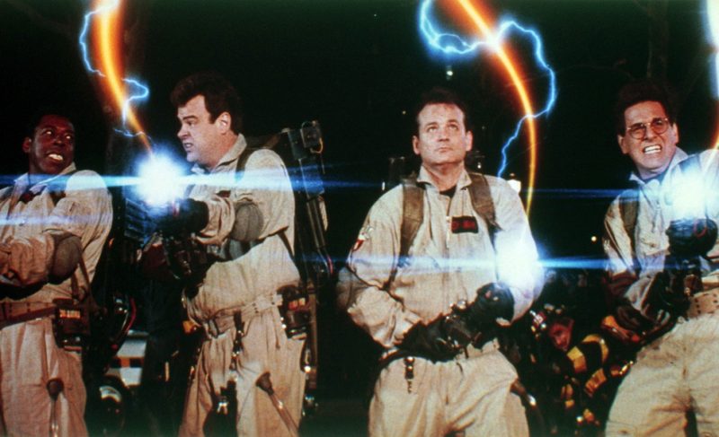 Ernie Hudson, Dan Aykroyd, Bill Murray și Harold Ramis în Ghostbusters II Vânătorii de fantome II din 1989.