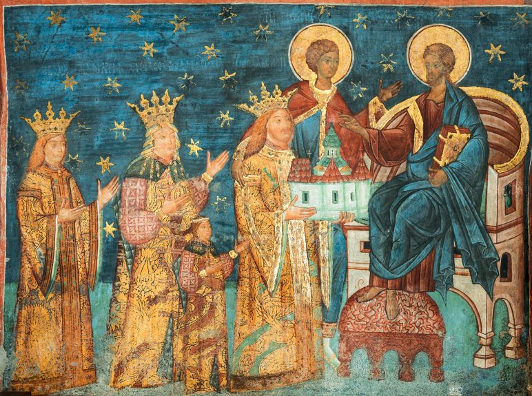 Frescă ilustrându-l pe Ștefan cel Mare și familia