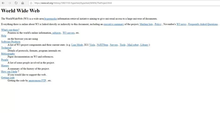 World Wide Web , prima pagină de internet pe un computer NeXT în anul 1991