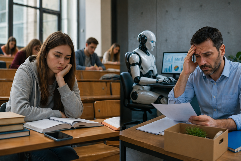Semnal îngrijorător: tinerii nu mai vor la facultate, iar adulții riscă să rămână fără joburi în era AI