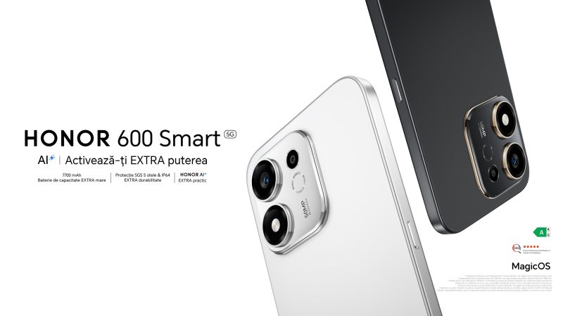 HONOR 600 Smart 5G ajunge în România. Telefonul promite autonomie de câteva zile și funcții AI la un preț care să nu-ți golească buzunarele