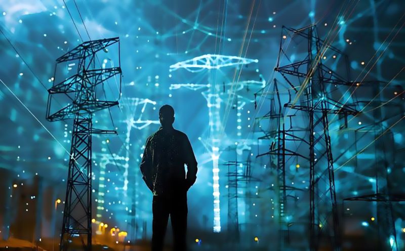 Panou de control al rețelei electrice cu grafice și indicatori digitali, ilustrând securitate cibernetică energie și protecția rețelelor electrice în contextul tarifelor reglementate. | sursa foto: PlayTech